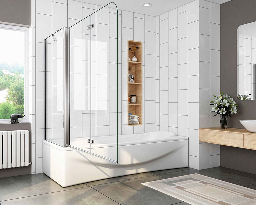 Folding Pivot Shower Bath Screen Nano Glass Panel + Side Panel