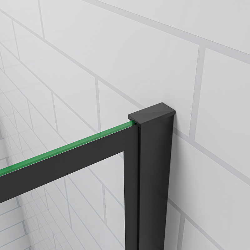 Black Fix Bath Screen Shower Glass Panel 80/90x130cm