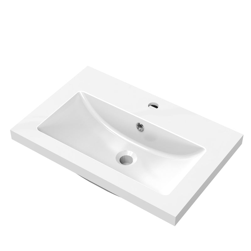 800x600mm Bathroom White Vanity Unit With Storage Space|Soft Close Doors|Artificial Stone Basin