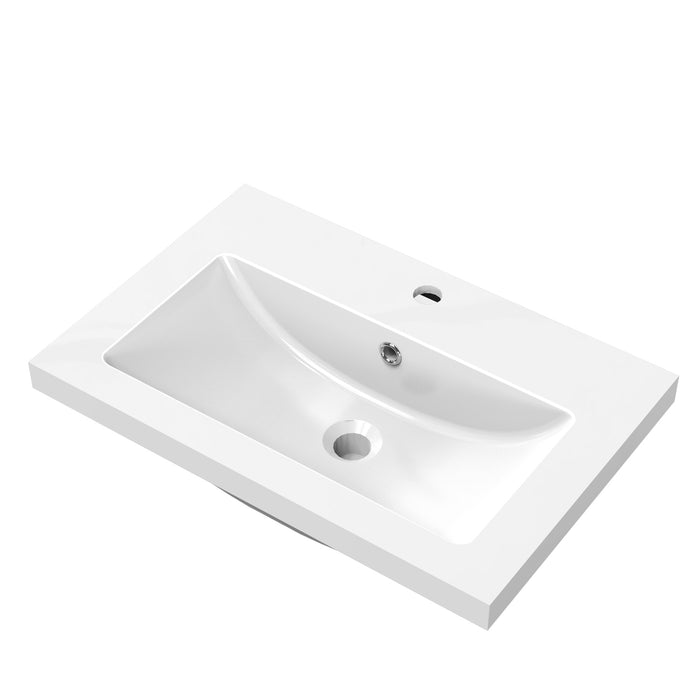 800x600mm Bathroom White Vanity Unit With Storage Space|Soft Close Doors|Artificial Stone Basin