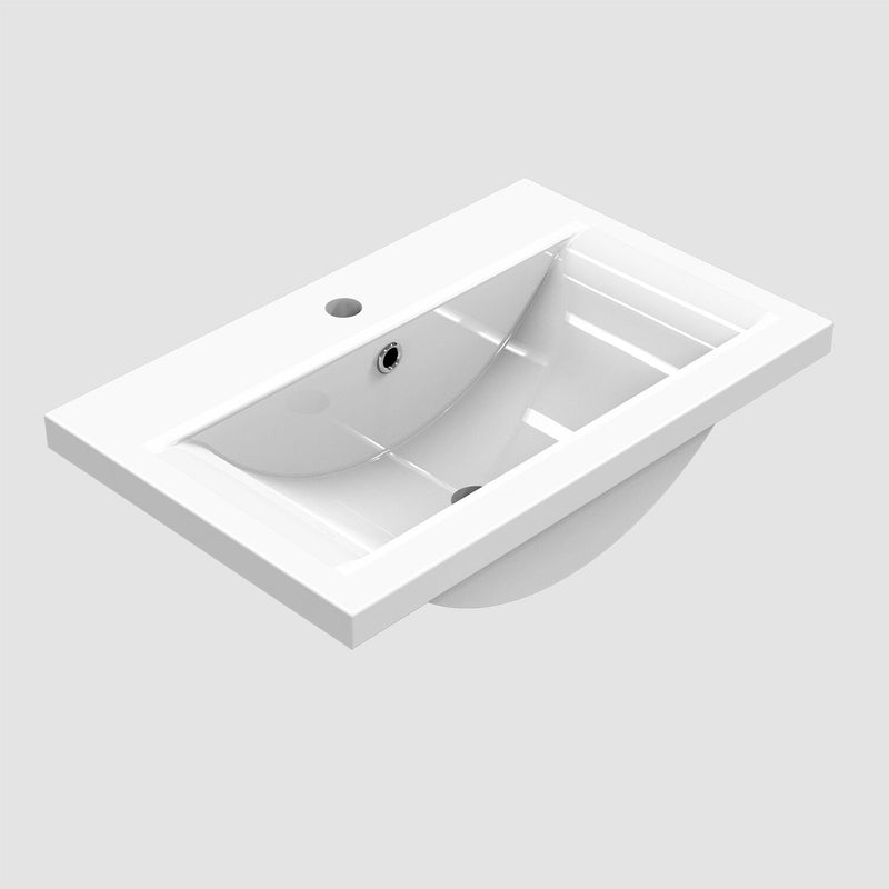 AICA Bathroom 800*500mm White Floor Standing Vanity Unit With Soft Close Doors|Storage Space|Ceramic Basin