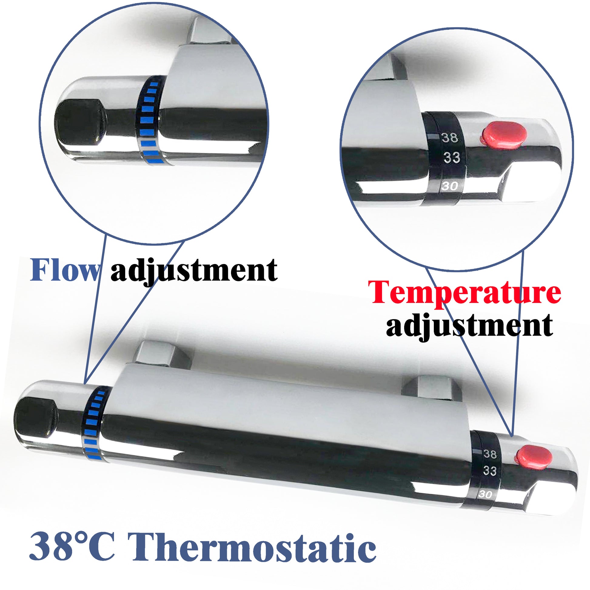 AICA NEW Thermostatic Shower Mixer Chrome Round Bar Valve