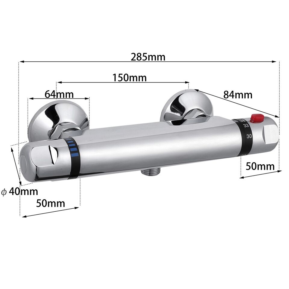 AICA NEW Thermostatic Shower Mixer Chrome Round Bar Valve