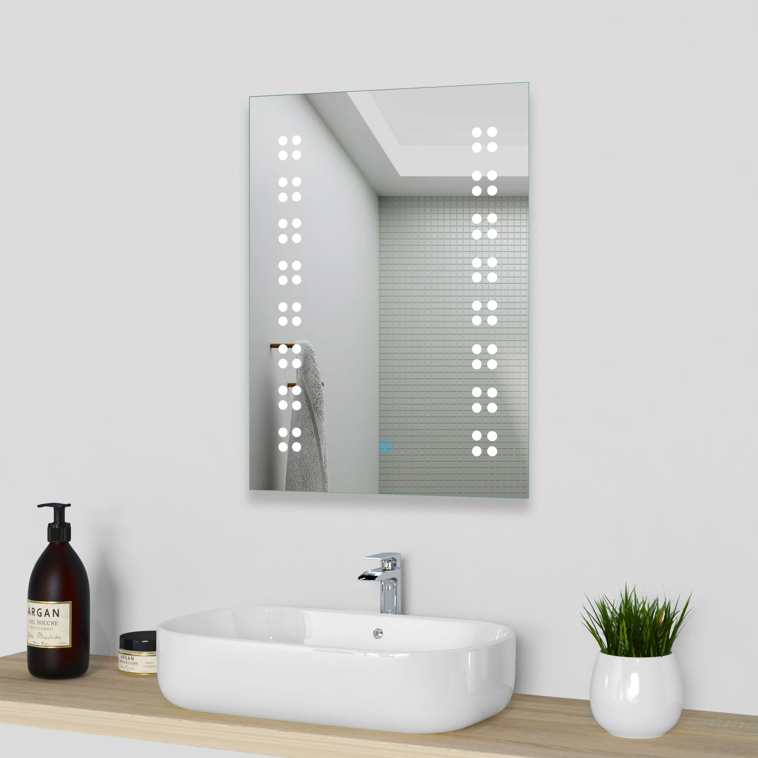 500x700mm Bathroom Mirror with LED Llights Anti Fog Wall Mounted