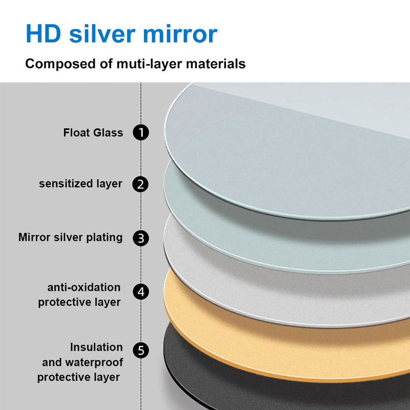 Decorative Round Bathroom Mirrors 600x600mm with LED Lights,Touch Sensor,Cool White Light Wall Mounted,IP44-1.5cm