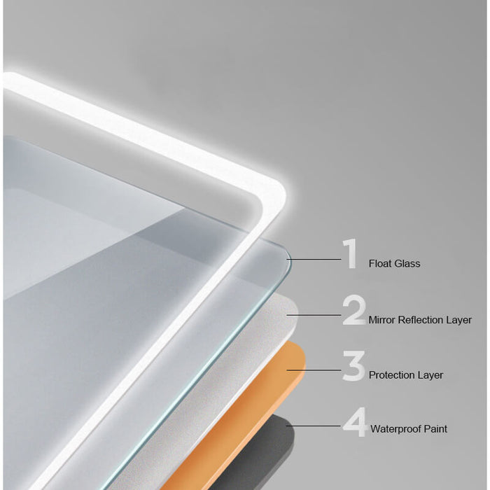 800x600  Illuminated Bathroom Mirrors with LED Lights,3800K Warm White Lights Wall Mounted,IP44