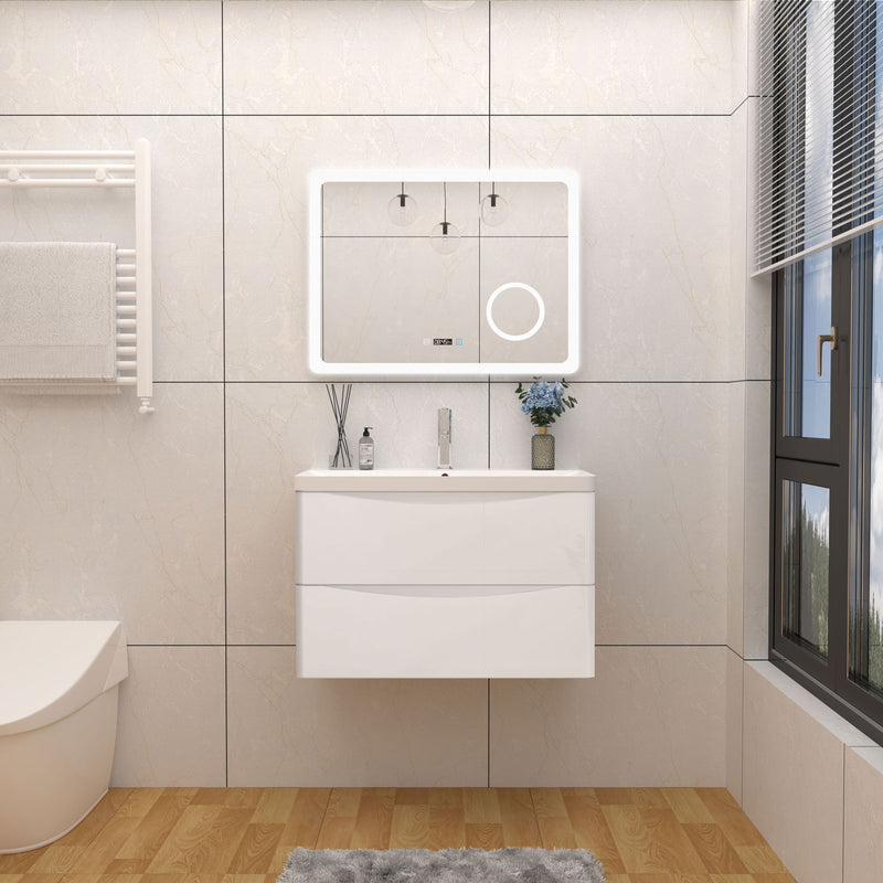 Gloss White Vanity Unit with Basin Wall-hung