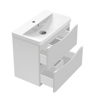 Gloss White Vanity Unit with Basin Wall-hung
