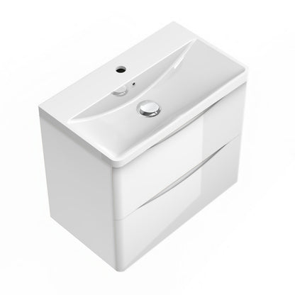 Gloss White Vanity Unit with Basin Wall-hung