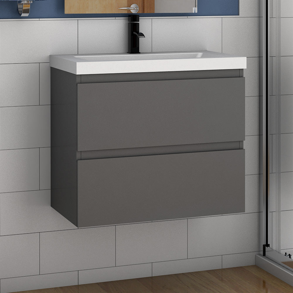 500mm grey vanity unit with sink wall-mounted
