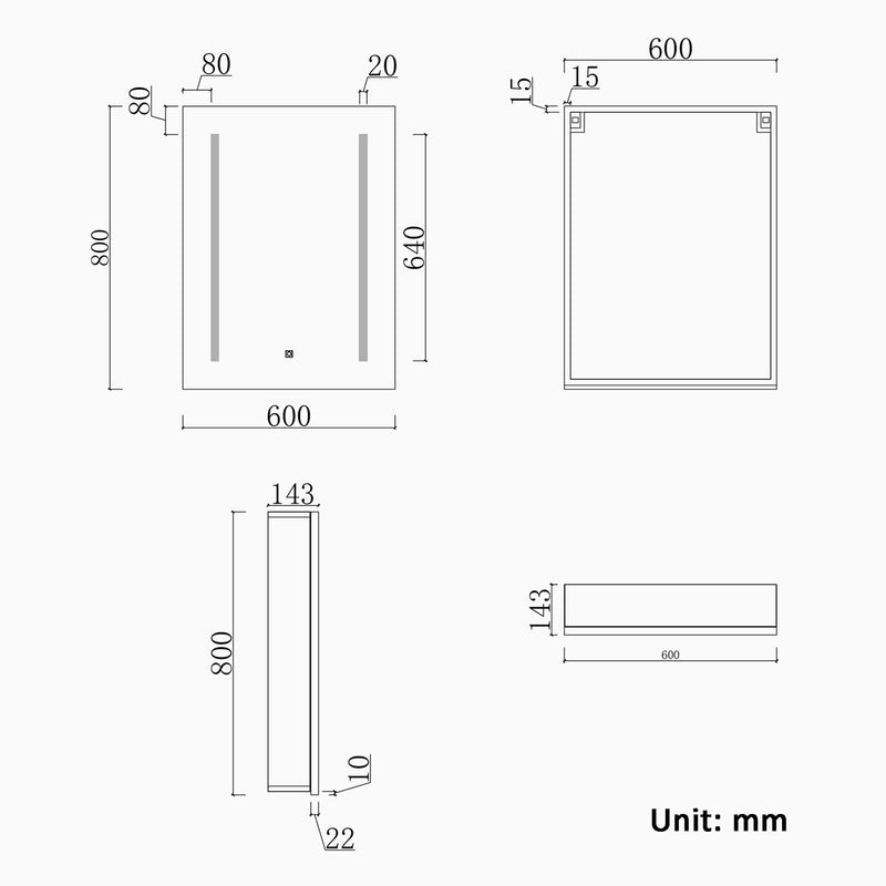 Bathroom LED mirror cabinet anti-fog