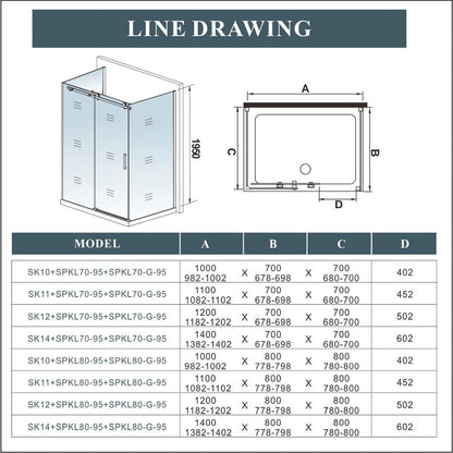 AICA-bathrooms-Frameless-Sliding-shower-Enclosure-double-side-panel-100x80cm-7
