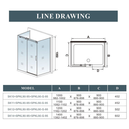 AICA-bathrooms-Frameless-Sliding-shower-Enclosure-double-side-panel-100x90cm-5