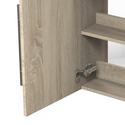 Small oak vanity unit with sink wall-hung