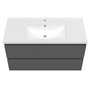 grey wall-hung vanity unit with basin