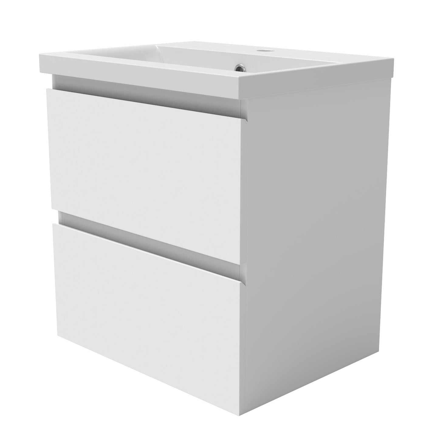 wall-hung white bathroom vanity unit with sink