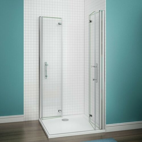 AICA Frameless Bi fold Shower Door Pivot Enclosure Stone Tray