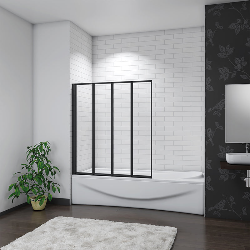 4/5 Fold Bath Shower Screen Panel Black frame 90/100/120cm