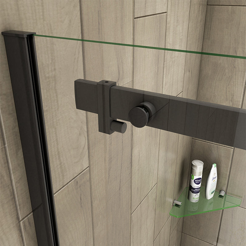 Frameless Sliding Shower Door Black Frame 8mm NANO Glass Tray Optional