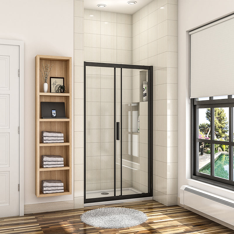 Sliding Shower Enclosure Shower Door NANO Glass 8mm Black Frame