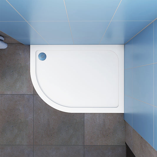 Offset Quadrant shower, Base, White Stone TrayWaste Trap Left Entry