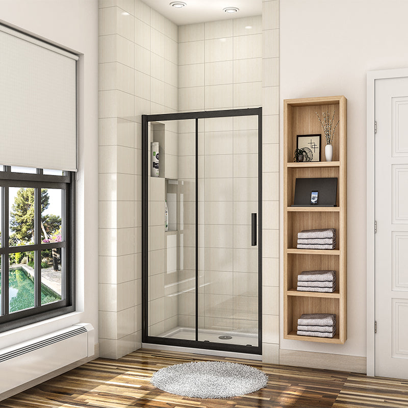Sliding Shower Enclosure Shower Door NANO Glass 8mm Black Frame