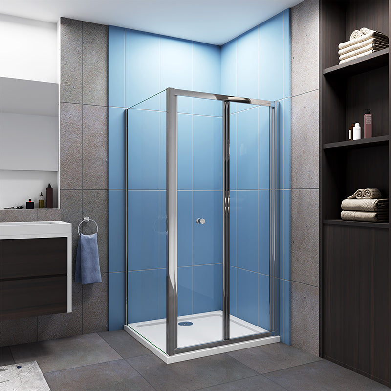 Bi fold Shower Rectangle Enclosures 185CM Shower Stone tray Optional