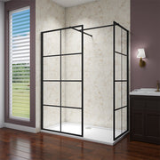 Black Walk in AICA shower enclosure, Wet Room Shower screen, 8mm easy clean Glass, 1850