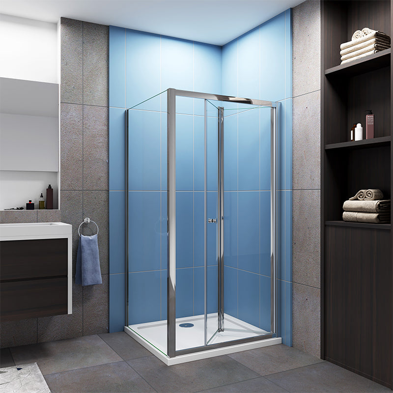 Bi fold Shower Rectangle Enclosures 185CM Shower Stone tray Optional