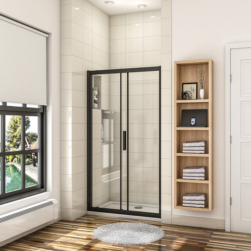 Sliding Shower Enclosure Shower Door NANO Glass 8mm Black Frame