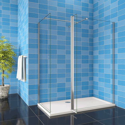 Walk in Wet Room AICA shower enclosure, 8 Shower screen, Easy Clean NANO Glass 190