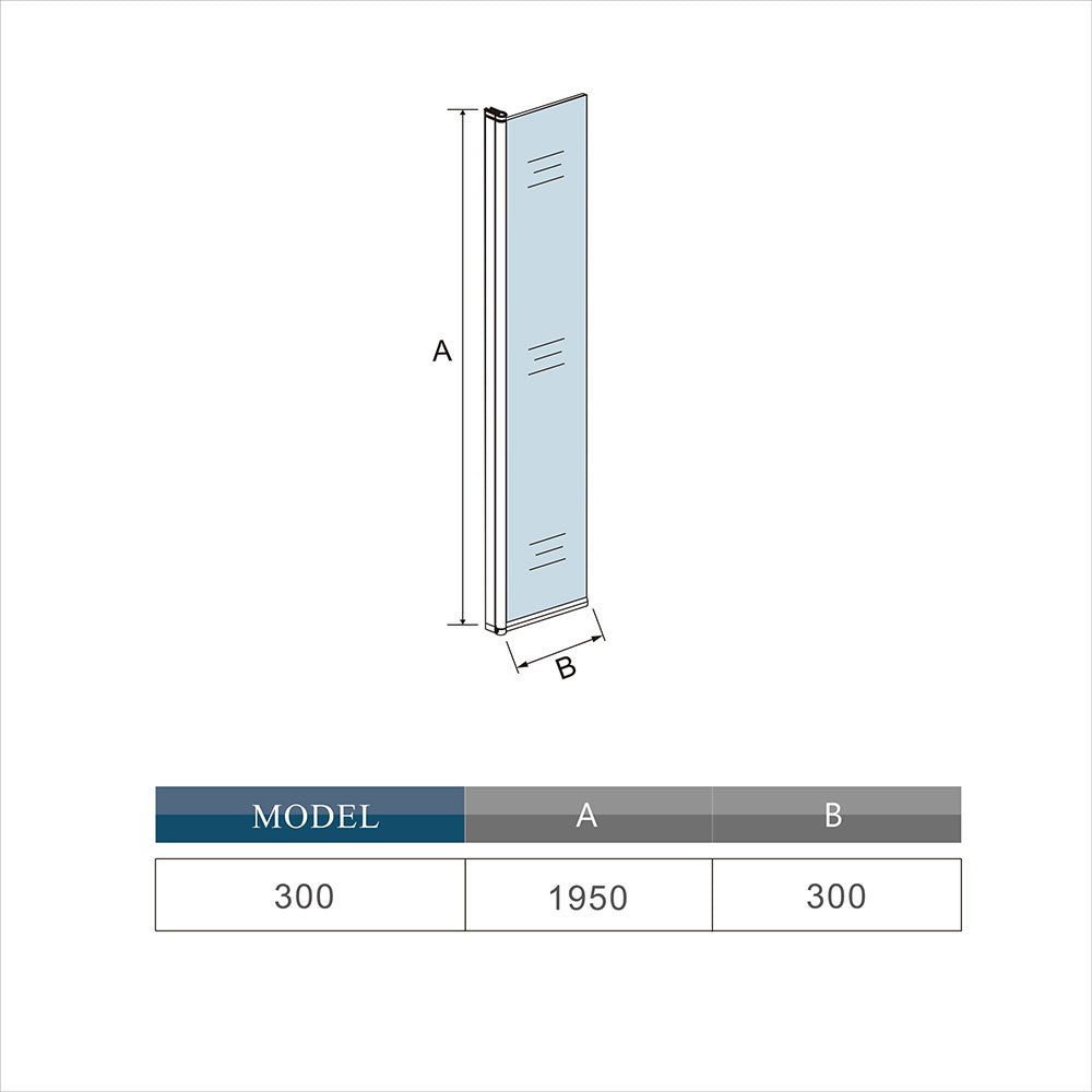 Walk in Easy Clean Glass Shower Screen 195cm