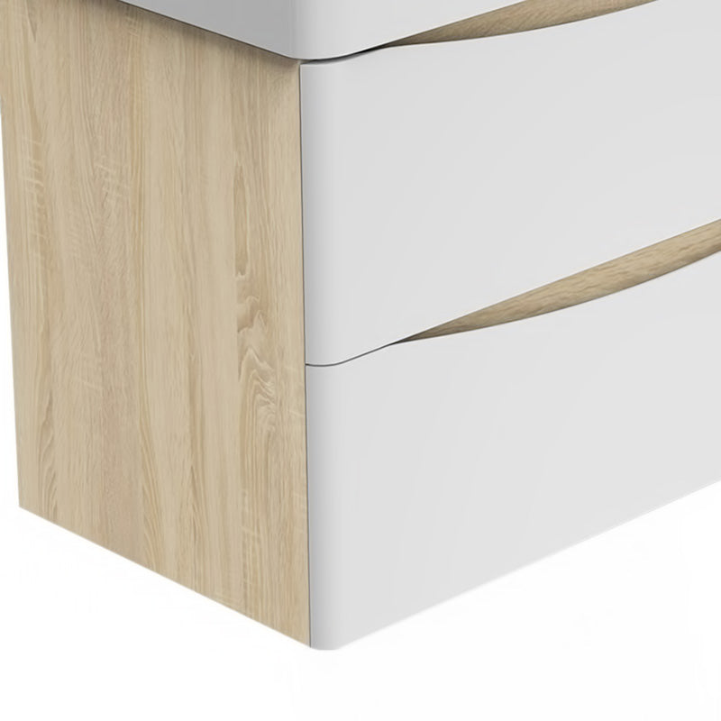 AICA 800mm Bathroom Oak Vanity Units with Resinous Sink Wall Mounted