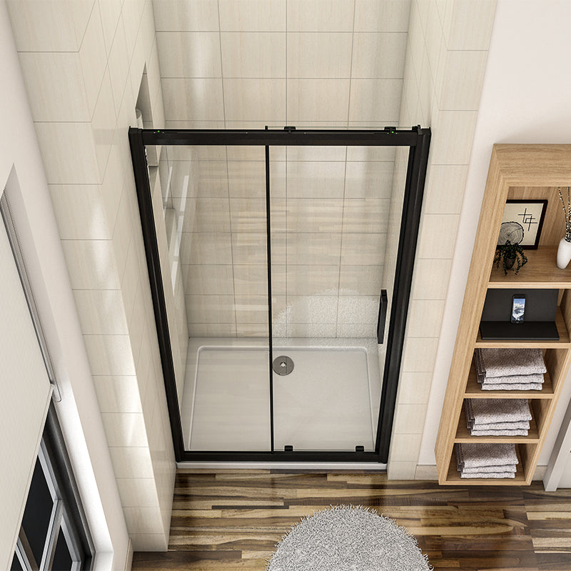 Sliding Shower Enclosure Shower Door NANO Glass 8mm Black Frame