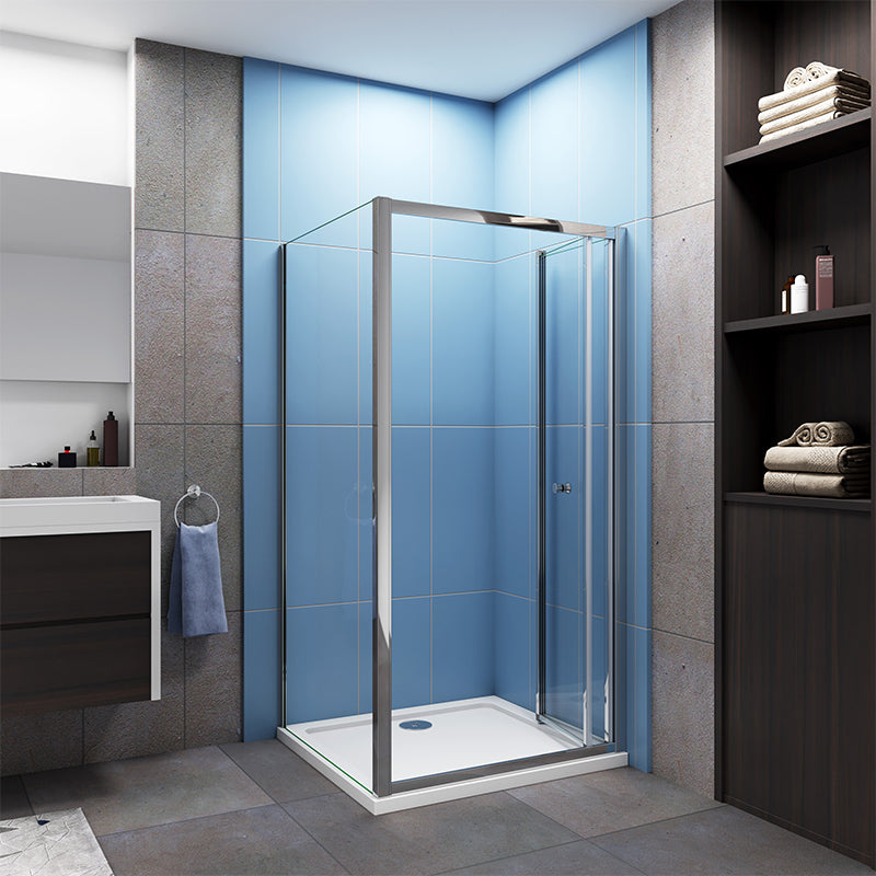 Bi fold Shower Rectangle Enclosures 185CM Shower Stone tray Optional