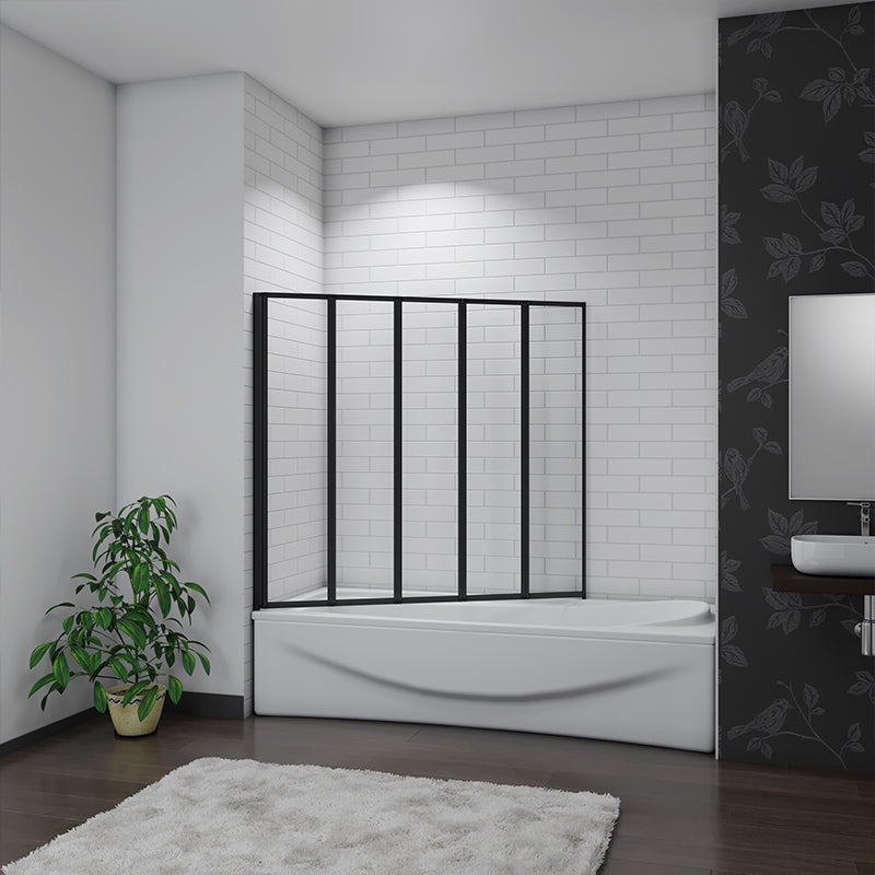 4/5 Fold Bath Shower Screen Panel Black frame 90/100/120cm