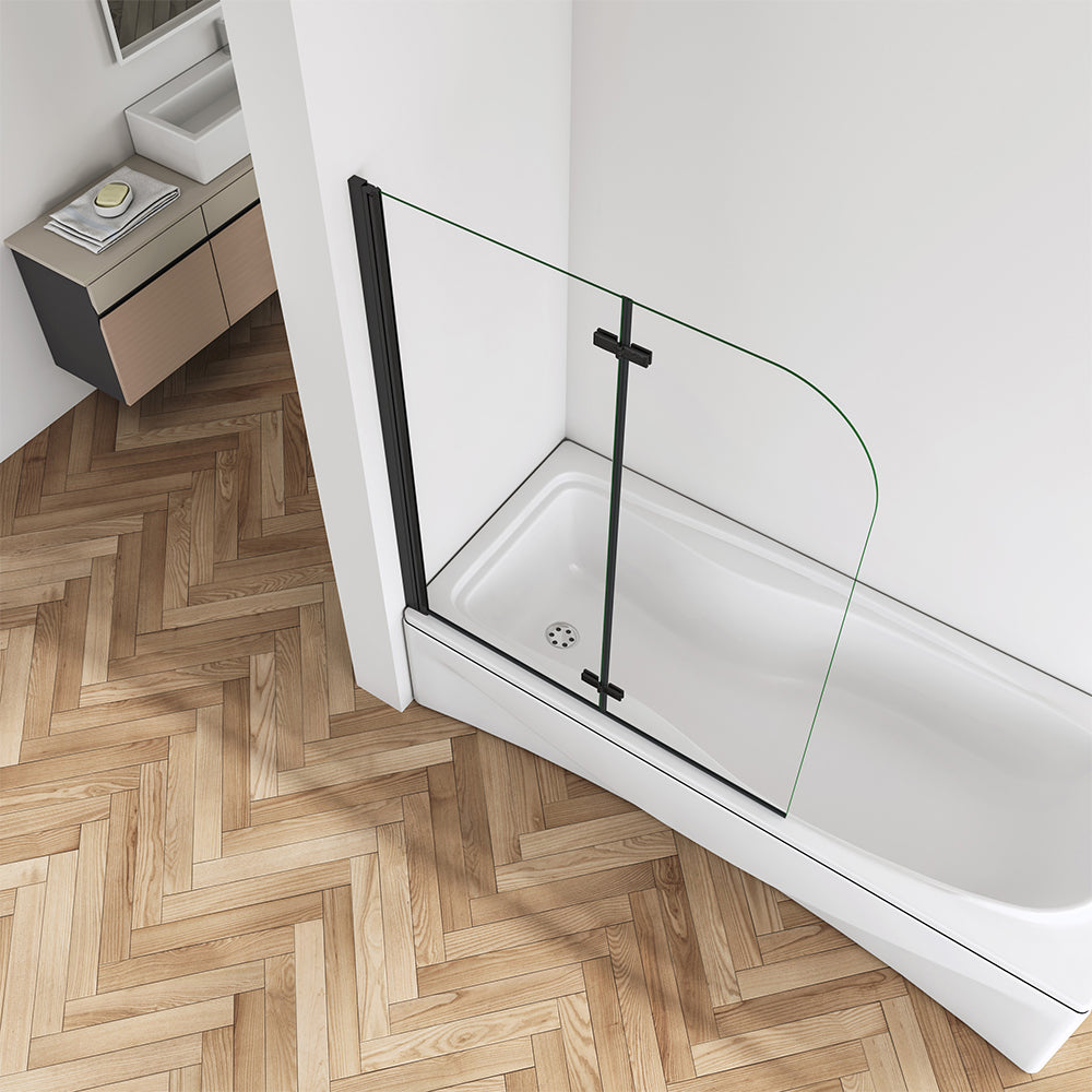 Black Pivot Bath Screen Shower 6mm Easy Clean Glass