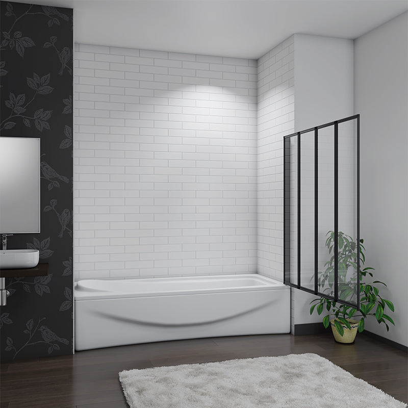 4/5 Fold Bath Shower Screen Panel Black frame 90/100/120cm