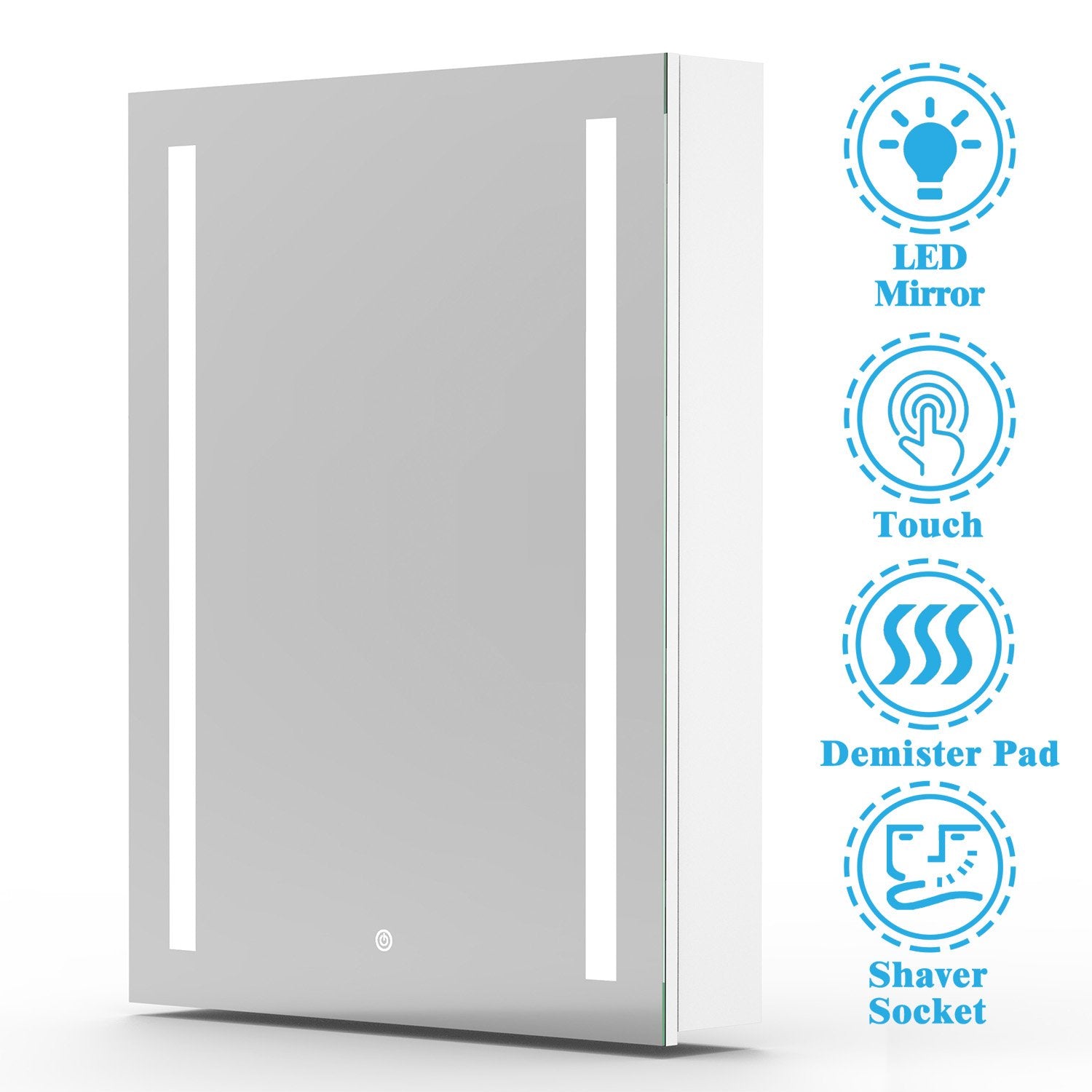 AICA LED Bathroom Mirror Cabinet with Shaver socket and Demister Pad ...