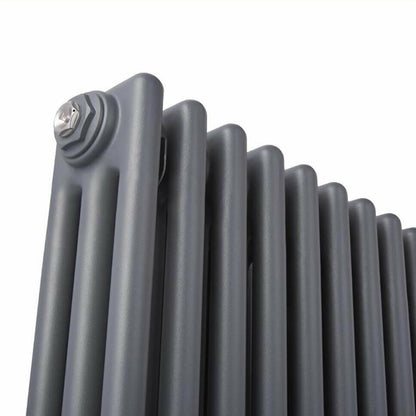 Triple 3 Column Traditional Cast Iron Style Anthracite Radiator Detail