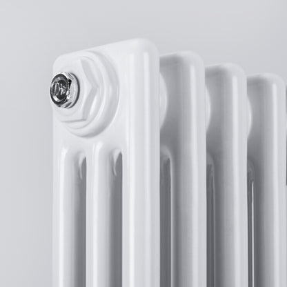 triple column white traditional radiator detail