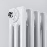 triple column white traditional radiator detail