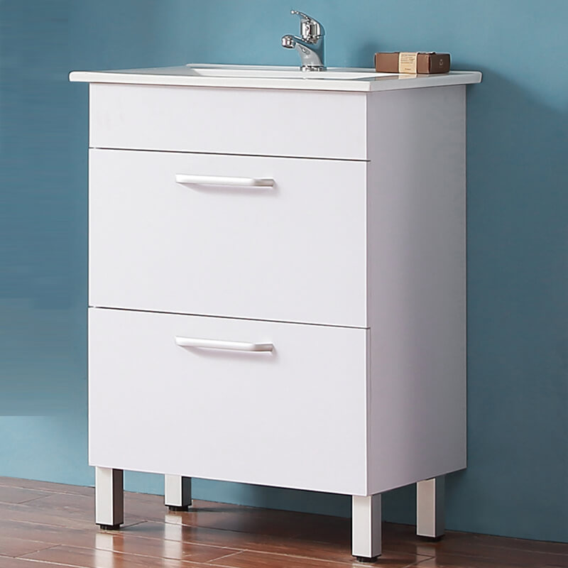 Floor Standing Vanity Units with Basin and Drawers,600mm,White