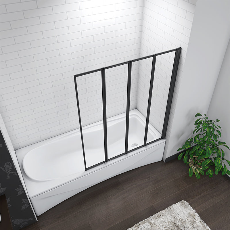 4/5 Fold Bath Shower Screen Panel Black frame 90/100/120cm