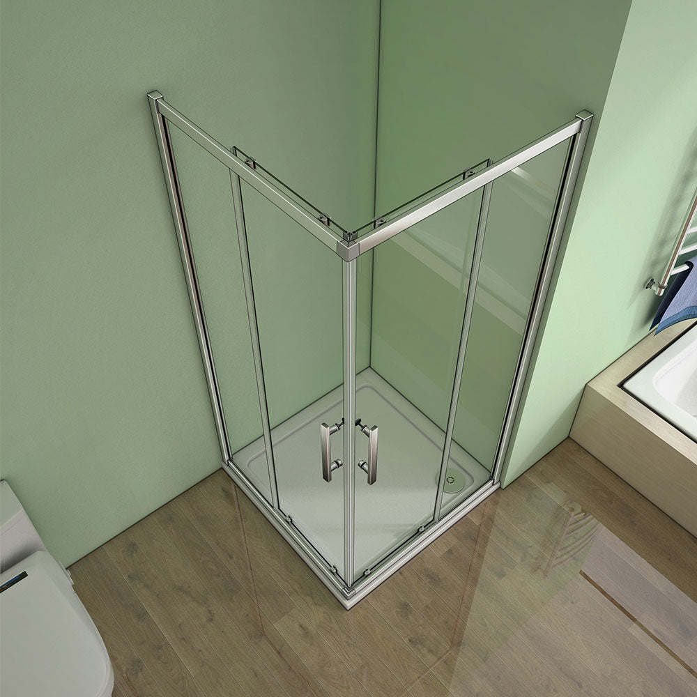 Corner entry sliding shower Doors cubicle,Tray Optional
