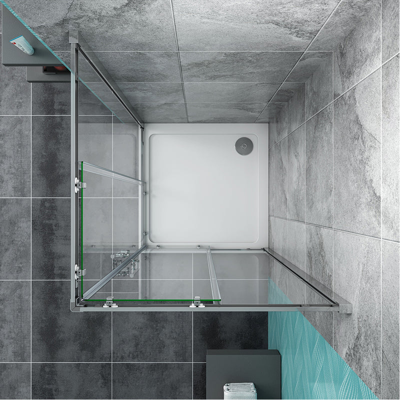ELEGANT 900x800mm Corner Entry Shower Enclosure Walk In Shower Wet Room