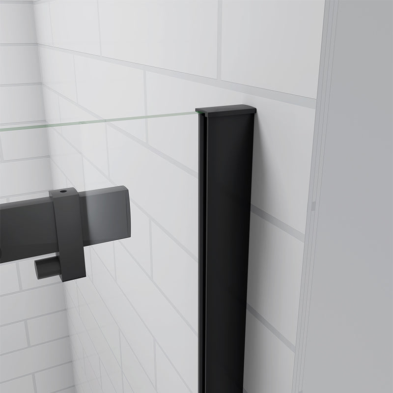 Frameless Sliding Shower Enclosure Black 8mm NANO Glass Screen 195cm