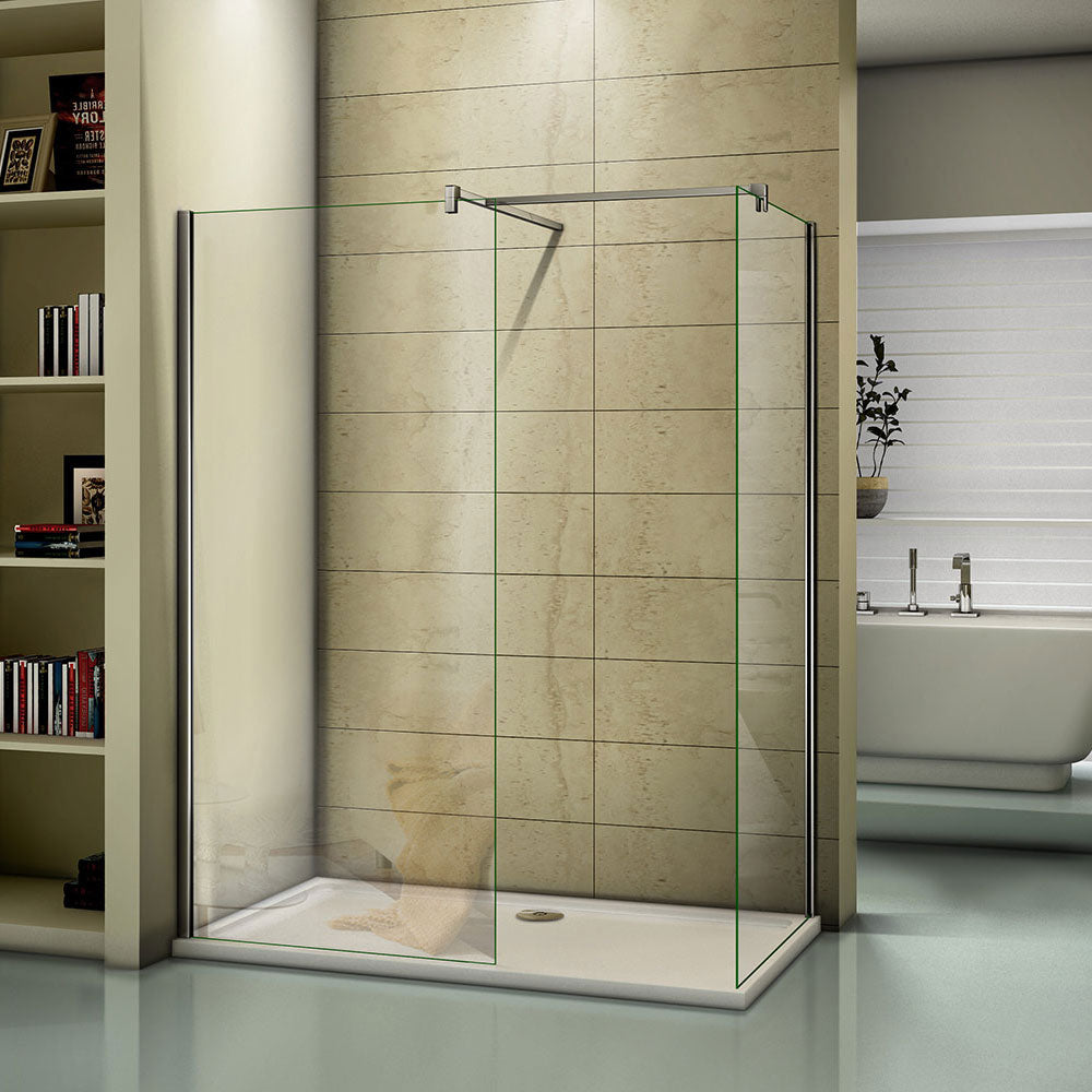 Walk in EASY CLEAN Shower screen, Two Chrome 8mm 1950 ,700-1400