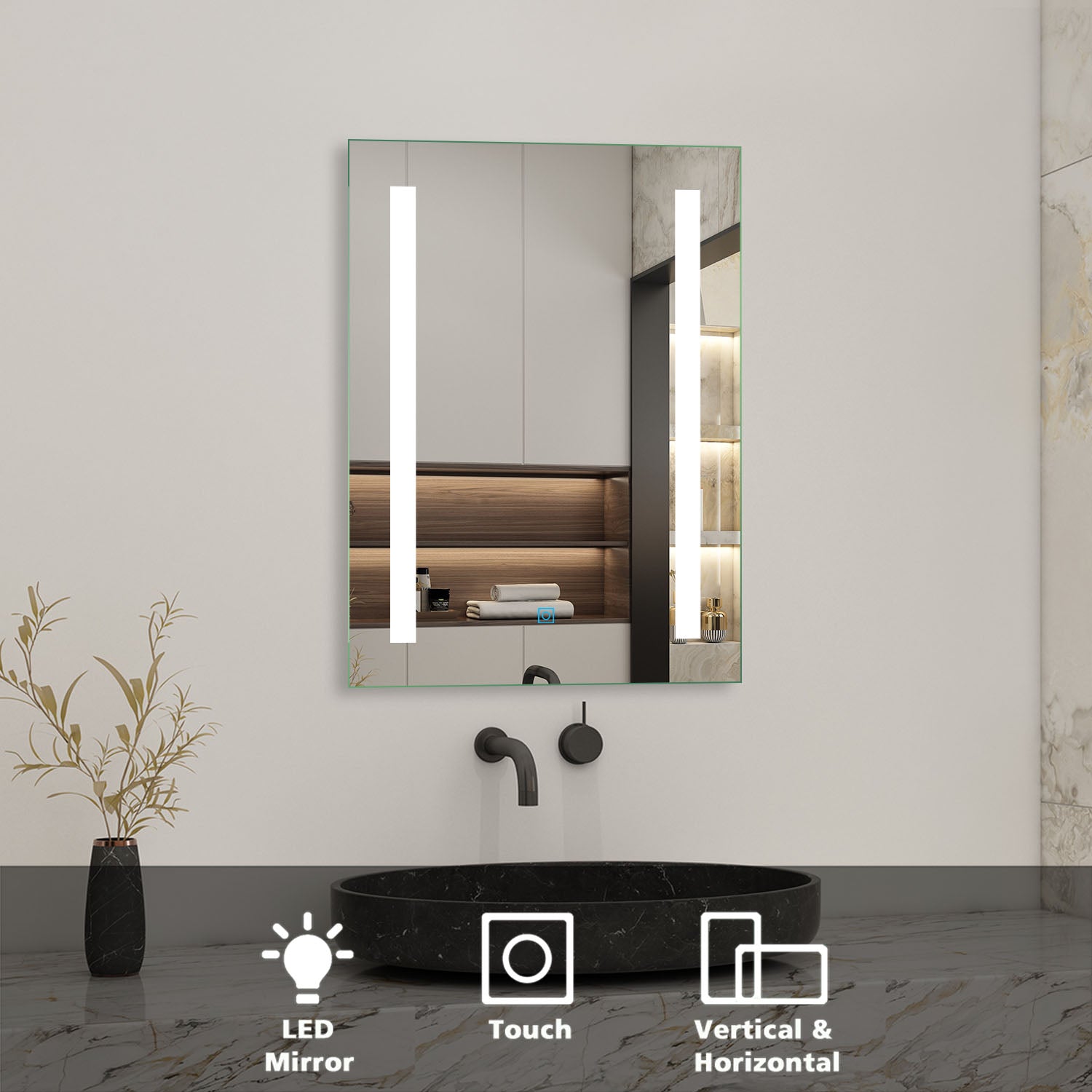 Rectangle Bathroom LED Mirror Touch Switch Sensor