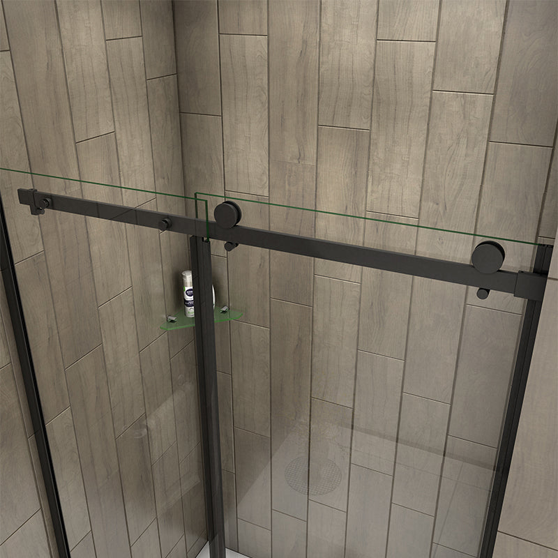 Frameless Sliding Shower Door Black Frame 8mm NANO Glass Tray Optional